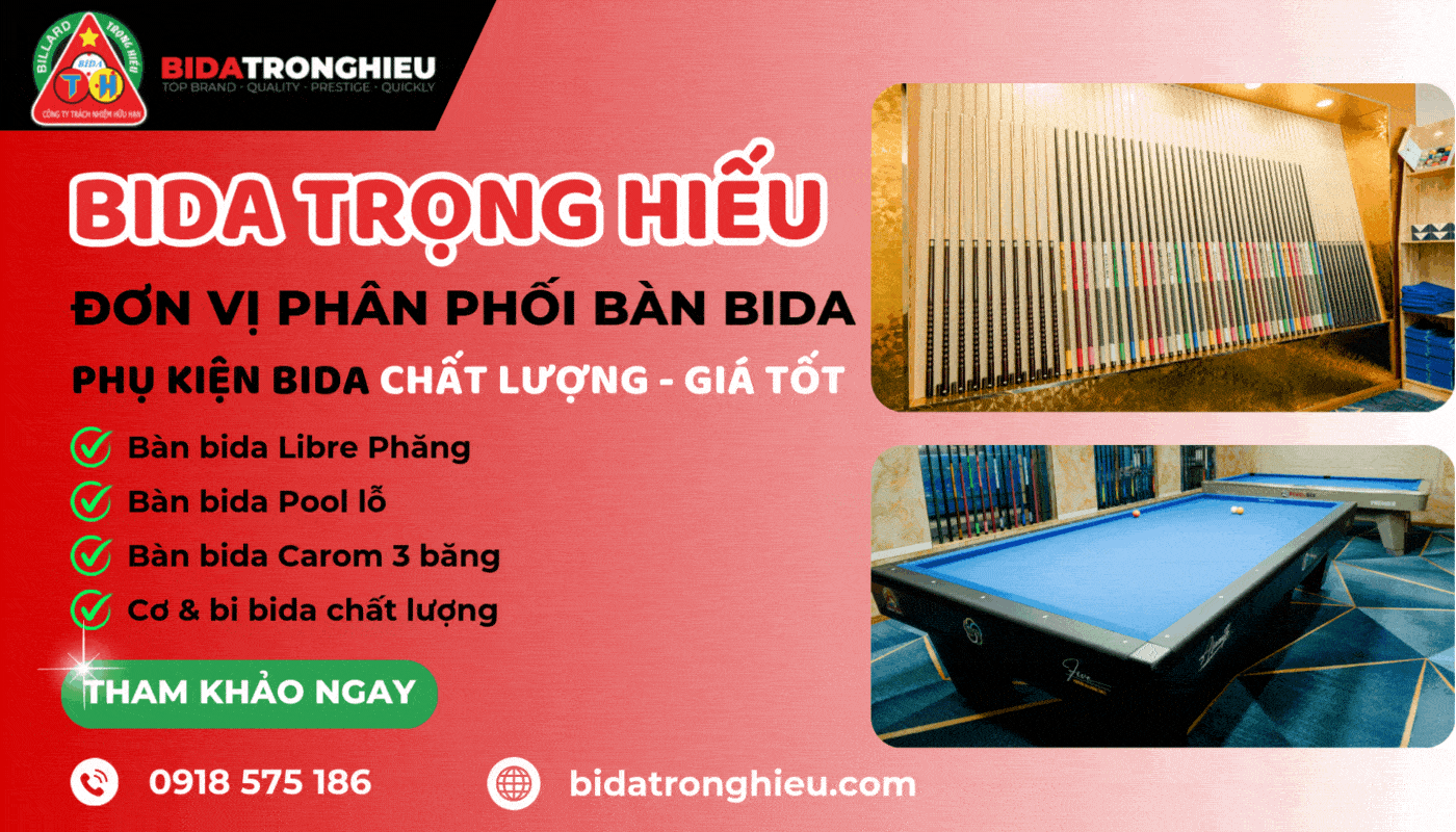 Mua phụ kiện và bàn bida chính hãng, giá tốt tại Bida Trọng Hiếu