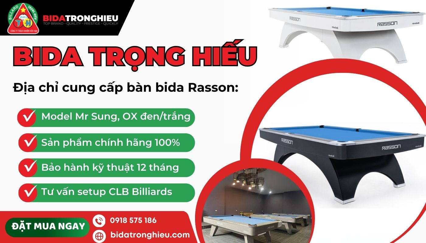 Mua bàn bida Rasson chính hãng, giá rẻ tại Bida Trọng Hiếu