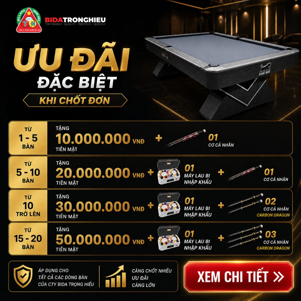 Ưu đãi khi mua bàn bida tại Bida Trọng Hiếu